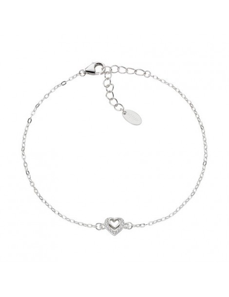 Amen | Diamond | Bracciale tennis in argento 925‰ con due cuori e zirconi bianchi | BRCBBZ3