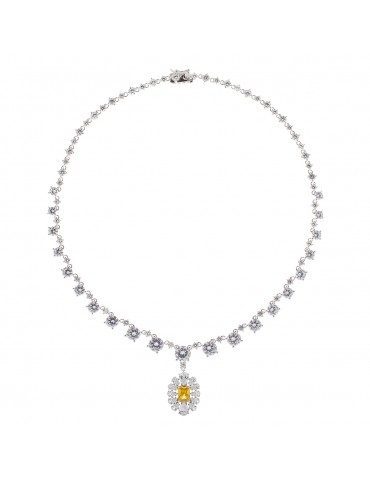 Amen | Stardust | Collana tennis in argento 925‰ con ciondolo in zircone giallo e zirconi bianchi | NROBGBZ