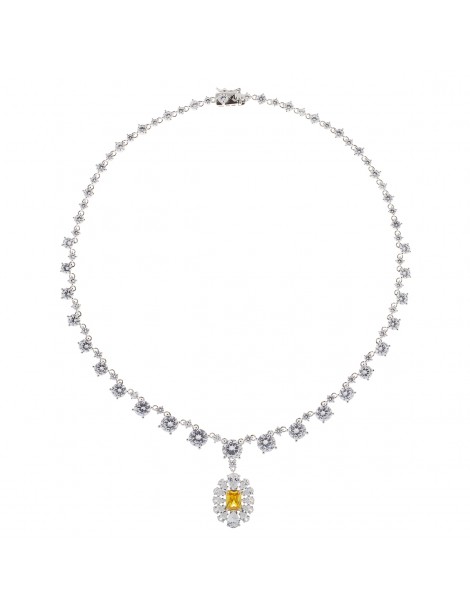 Amen | Stardust | Collana tennis in argento 925‰ con ciondolo in zircone giallo e zirconi bianchi | NROBGBZ