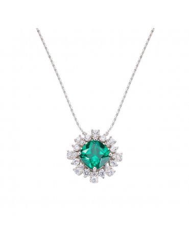 Amen | Stardust | Collana in argento 925‰ con zircone verde e zirconi bianchi | NQUBVBZ