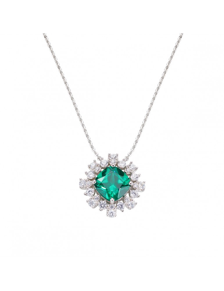 Amen | Stardust | Collana in argento 925‰ con zircone verde e zirconi bianchi | NQUBVBZ