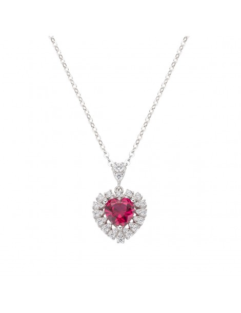 Amen | Stardust | Collana in argento 925‰ con cuore in zircone rosso e zirconi bianchi | NCUOBRBZ