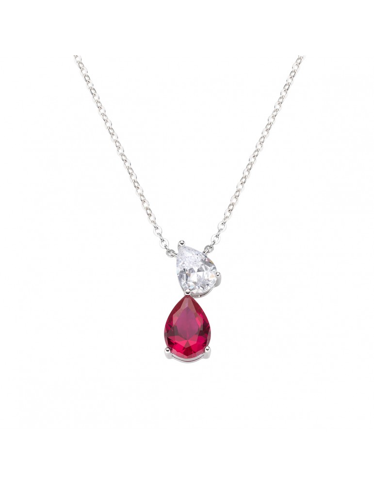 Amen | Stardust | Collana in argento 925‰ con zircone rosso e zircone bianco| N2GOBRBZ