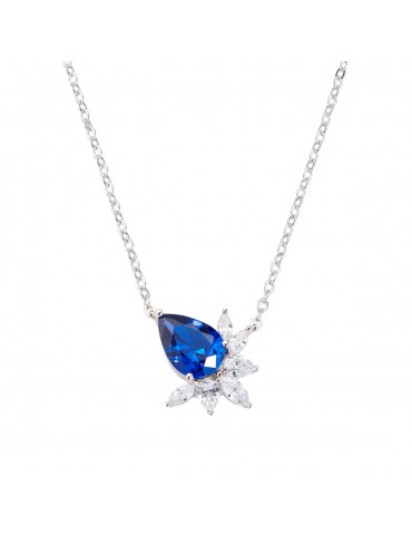 Amen | Stardust | Collana in argento 925‰ con zircone blu e zirconi bianchi | N1FIBBLBZ