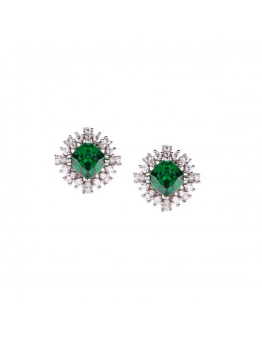 Amen | Stardust | Orecchini in argento 925‰ con zircone verde e zirconi bianchi | EQUBVBZ