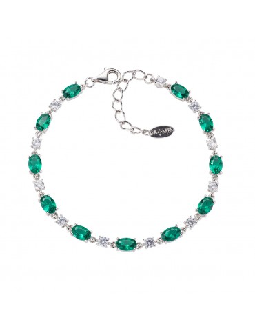 Amen | Stardust | Bracciale tennis in argento 925‰ con zirconi verdi e zirconi bianchi | BT2OVBVBZ16