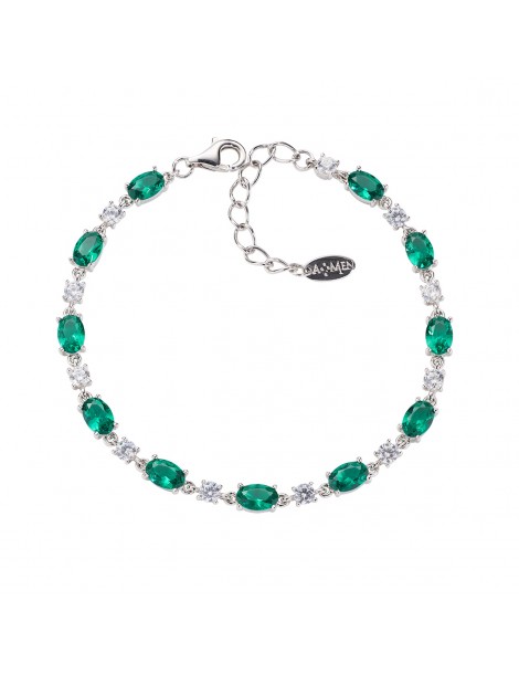 Amen | Stardust | Bracciale tennis in argento 925‰ con zirconi verdi e zirconi bianchi | BT2OVBVBZ16