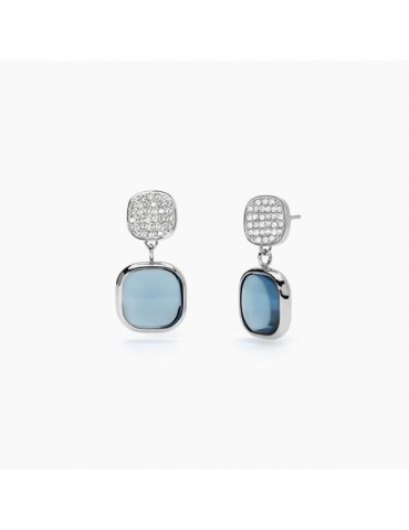 2Jewels | Orecchini in acciaio con glass azzurro e cristalli bianchi | 261413