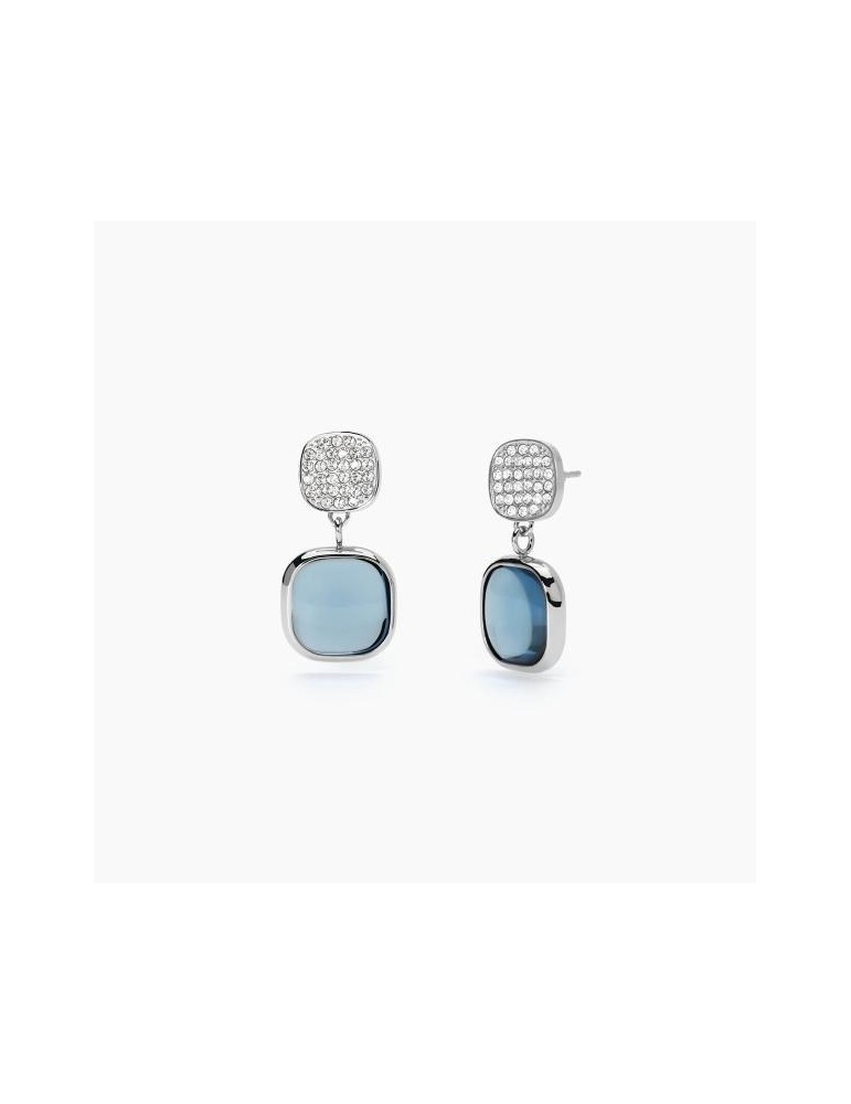 2Jewels | Orecchini in acciaio con glass azzurro e cristalli bianchi | 261413