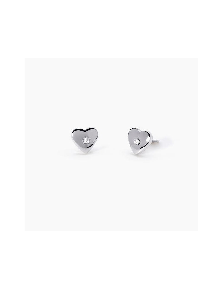 2Jewels | Orecchini cuore in acciaio con cristallo bianco | 261373