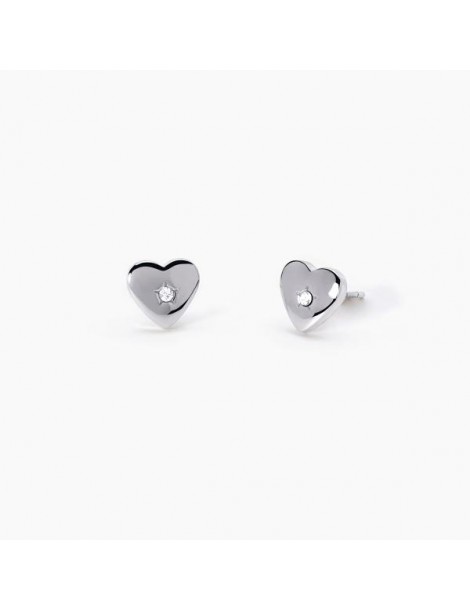 2Jewels | Orecchini cuore in acciaio con cristallo bianco | 261373