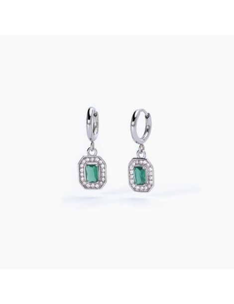 2Jewels | Orecchini in acciaio con smeraldo sintetico e zirconi bianchi | 261364