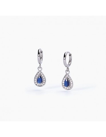 2Jewels | Orecchini in acciaio con zaffiro sintetico e zirconi bianchi | 261363