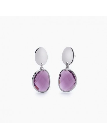 2Jewels | Orecchini in acciaio con glass viola | 261351