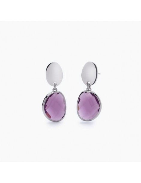 2Jewels | Orecchini in acciaio con glass viola | 261351