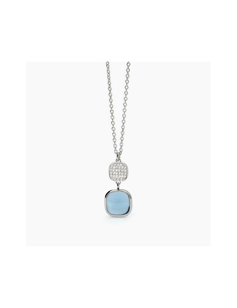 2Jewels | Collana in acciaio con glass azzurro e zirconi bianchi | 251877