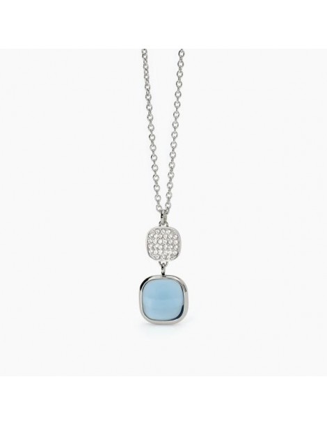 2Jewels | Collana in acciaio con glass azzurro e zirconi bianchi | 251877