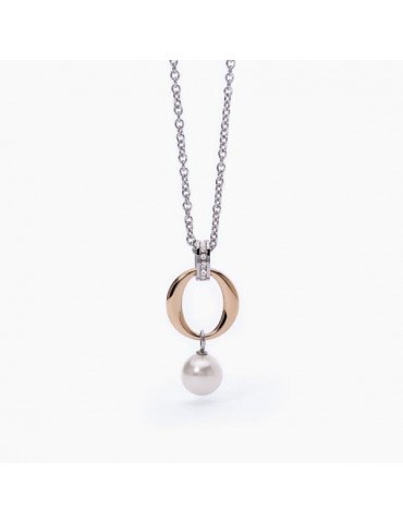 2Jewels | Collana in acciaio con perla sintetica e cristalli bianchi | 251831