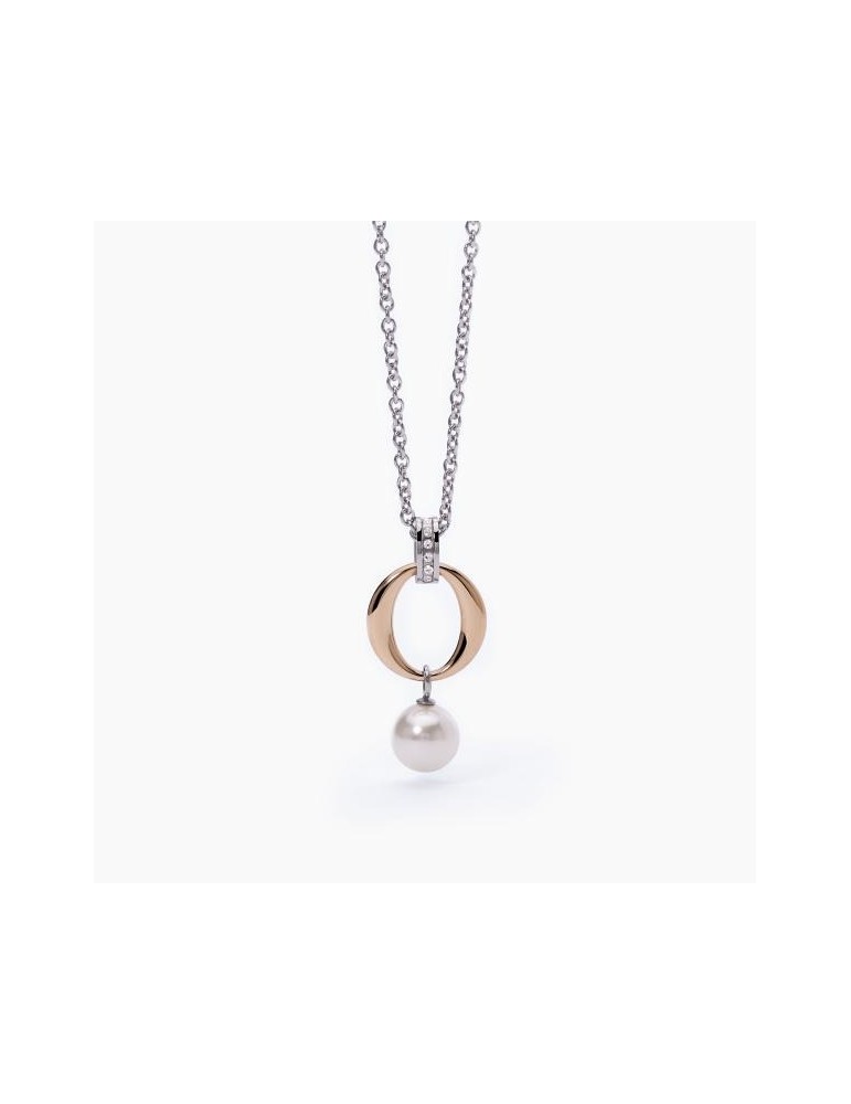 2Jewels | Collana in acciaio con perla sintetica e cristalli bianchi | 251831