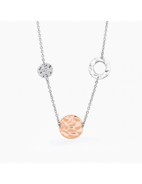 2Jewels | Collana in acciaio PVD rosato con elementi tamburati  e cristalli bianchi | 251741