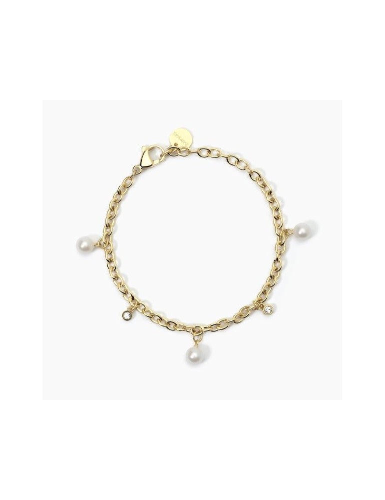 2Jewels | Bracciale in acciaio dorato con perle e cristalli bianchi | 232451