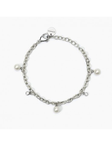 2Jewels | Bracciale in acciaio  con perle e cristalli bianchi | 232450