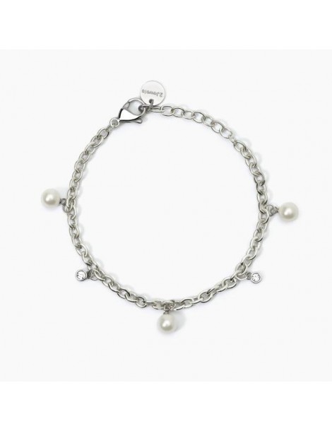 2Jewels | Bracciale in acciaio  con perle e cristalli bianchi | 232450