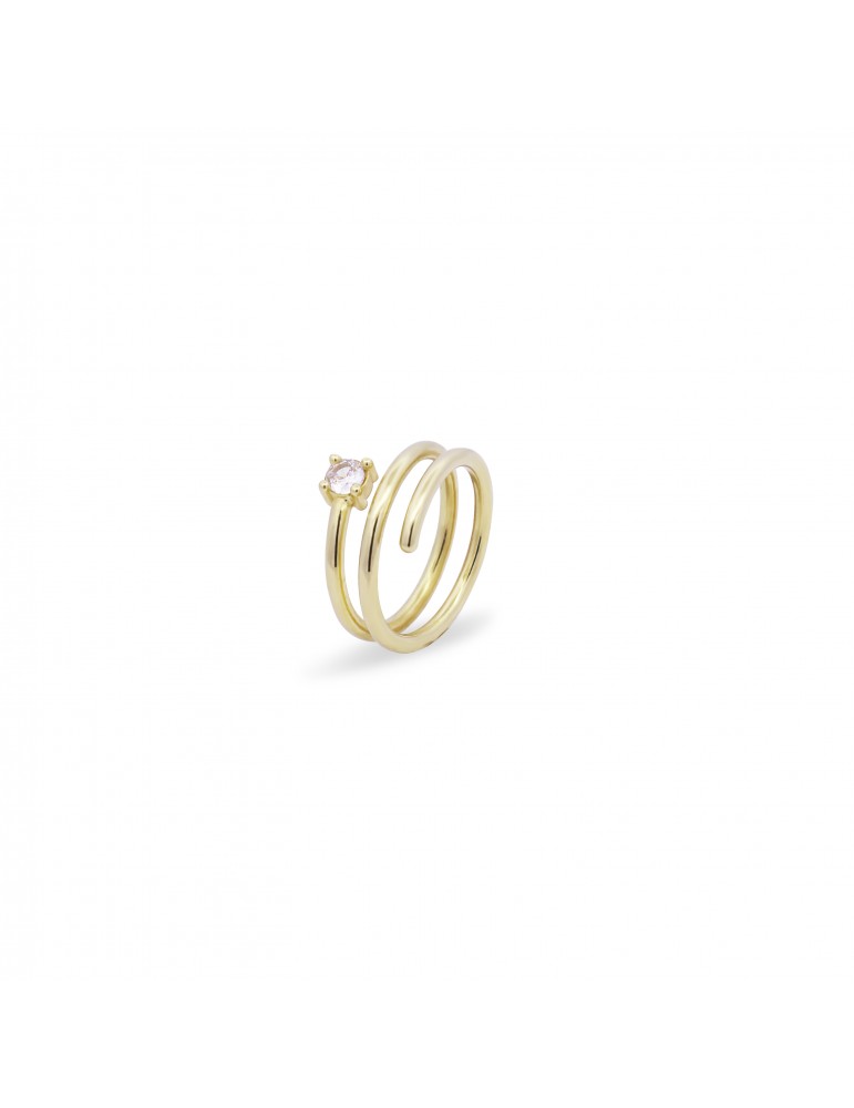 Rue Des Mille | Shapes | Anello spirale in argento 925‰ dorato con zircone bianco | ANZ-020 M1 AU