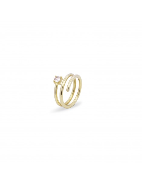 Rue Des Mille | Shapes | Anello spirale in argento 925‰ dorato con zircone bianco | ANZ-020 M1 AU