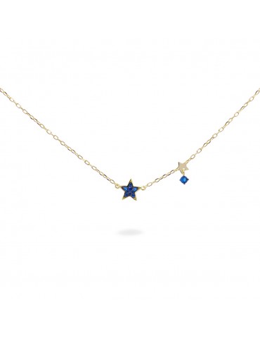 Rue Des Mille | Stardust Ten | Girocollo in argento 925‰ dorato con stella in pavè di zirconi blu | GRZ-018 M1 STE C AU