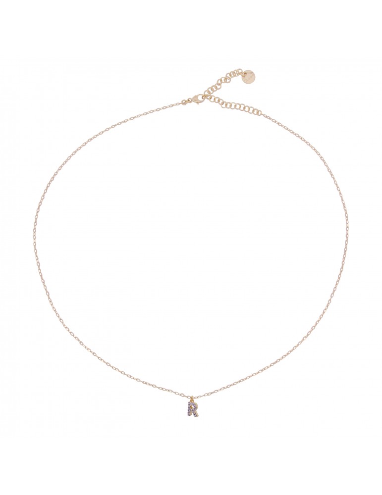 Rue Des Mille | Alphabet | Collana iniziale in argento 925‰ dorato con zirconi bianchi | GRZ-011 INIZ AU R