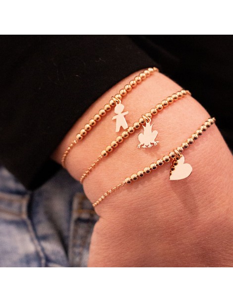 Rue Des Mille | I Sogni Son Desideri | Bracciale sfere in argento 925‰ dorato con cuore | BR-1SOGG PL CUO AU