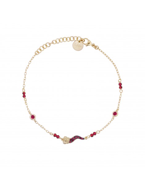 Rue Des Mille | Stardust Ten | Bracciale in argento 925‰ dorato con cornetto in pavè di zirconi fucsia | BRZ-018 M1 COR C AU