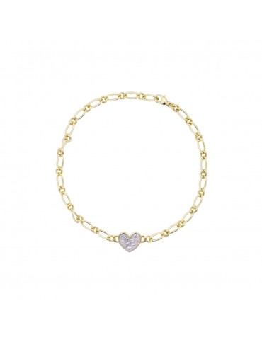 Rue Des Mille | Shapes | Bracciale in argento 925‰ dorato con cuore in pavè di zirconi bianchi | BRZ-020 M1 CUO AU