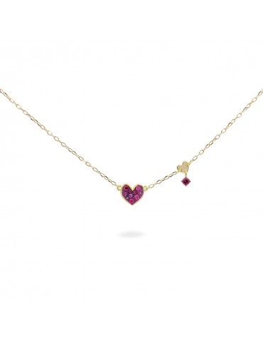 Rue Des Mille | Stardust Ten | Girocollo in argento 925‰ con cuore in pavè di zirconi fucsia | GRZ-018 M1 CUO C AU