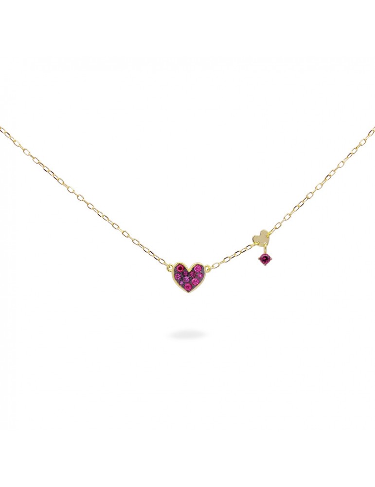 Rue Des Mille | Stardust Ten | Girocollo in argento 925‰ con cuore in pavè di zirconi fucsia | GRZ-018 M1 CUO C AU