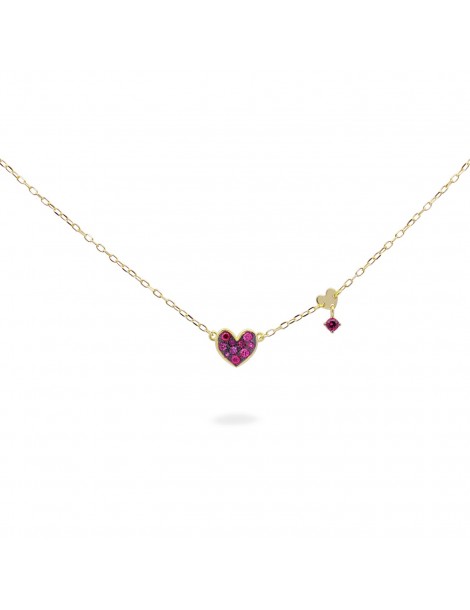 Rue Des Mille | Stardust Ten | Girocollo in argento 925‰ con cuore in pavè di zirconi fucsia | GRZ-018 M1 CUO C AU