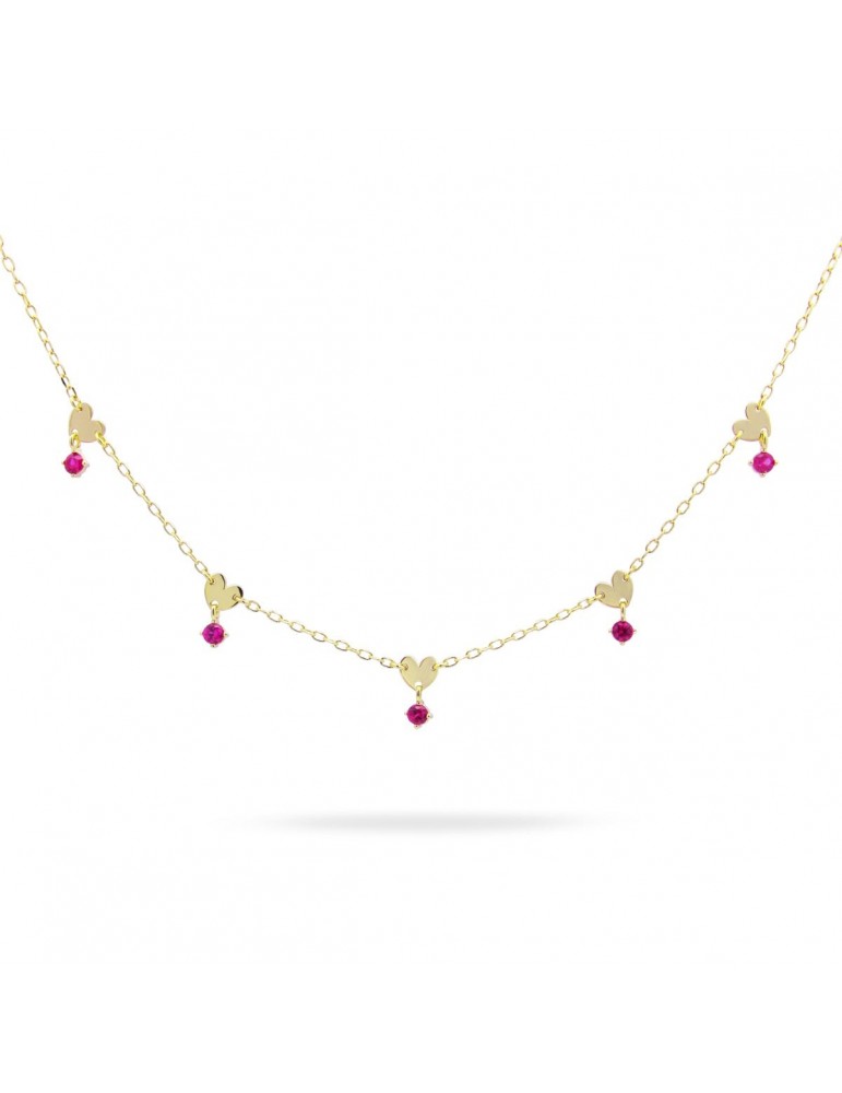 Rue Des Mille | Shapes | Girocollo in argento 925‰ dorato con zirconi fucsia | GRZ-020 M3 SV AU