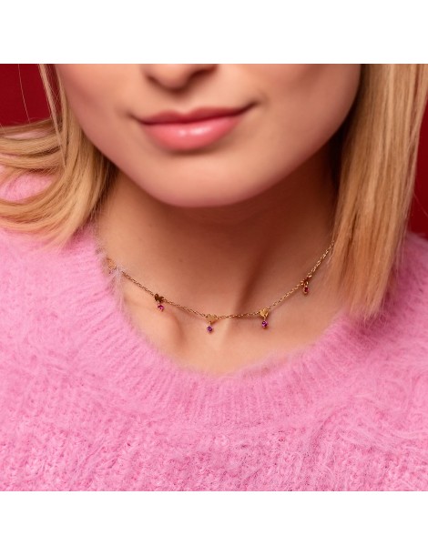 Rue Des Mille | Shapes | Girocollo in argento 925‰ dorato con zirconi fucsia | GRZ-020 M3 SV AU