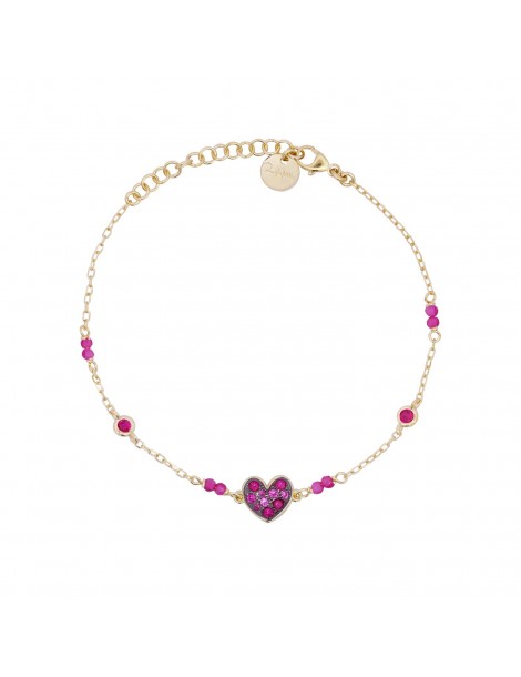 Rue Des Mille | Stardust Ten | Bracciale in argento 925‰ dorato con cuore in pavè di zirconi fucsia | BRZ-018 M1 CUO C AU