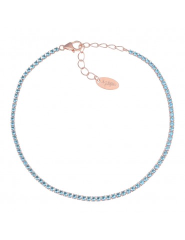 Amen | Tennis Mania | Bracciale tennis in argento 925‰ rosato con zirconi azzurri | BT1RAZ17