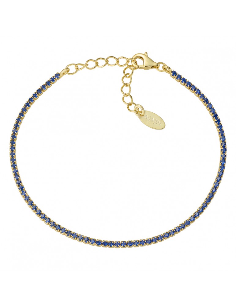 Amen | Tennis Mania | Bracciale tennis in argento 925‰ dorato con zirconi blu | BT1GBL17