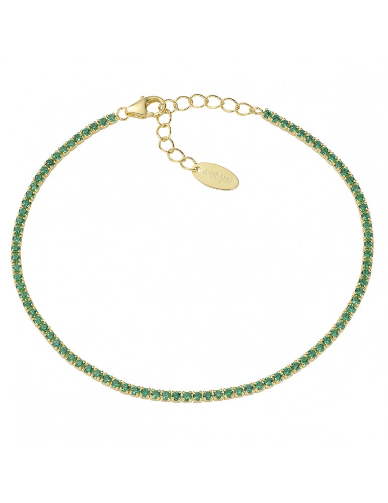 Amen | Tennis Mania | Bracciale tennis in argento 925‰ dorato con zirconi verdi | BT1GVE17