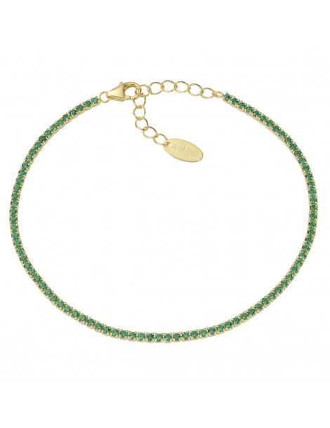 Amen | Tennis Mania | Bracciale tennis in argento 925‰ dorato con zirconi verdi | BT1GVE17