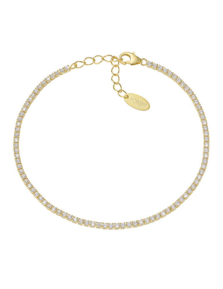 Amen | Tennis Mania | Bracciale tennis in argento 925‰ dorato con zirconi bianchi | BT1GB17