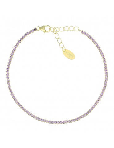 Amen | Tennis Mania | Bracciale tennis in argento 925‰ dorato con zirconi lilla | BT1GLI17