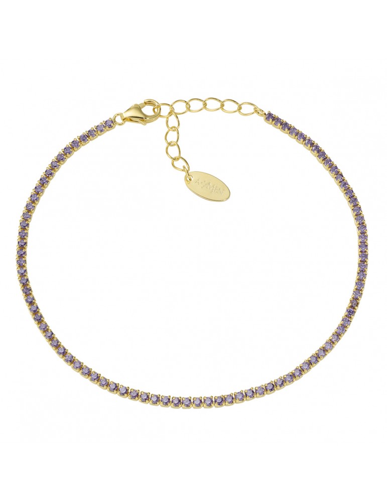 Amen | Tennis Mania | Bracciale tennis in argento 925‰ dorato con zirconi viola | BT1GVI17