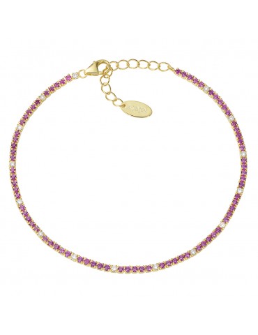 Amen | Tennis Mania | Bracciale tennis in argento 925‰ dorato con zirconi bianchi e fucsia | BT1GRB17