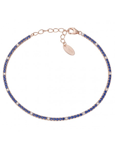 Amen | Tennis Mania | Bracciale tennis in argento 925‰ rosato con zirconi blu e bianchi | BT1RBLB17