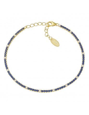 Amen | Tennis Mania | Bracciale tennis in argento 925‰ dorato con zirconi blu e bianchi | BT1GBLB17